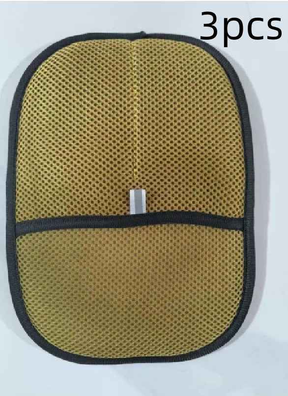 Pet hair remover mitt, olive textured surface with black trim, 3-piece set