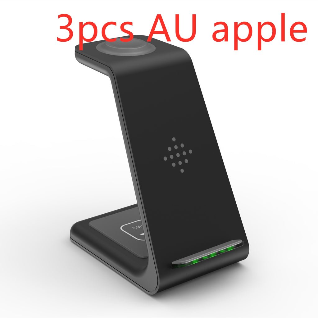 3-in-1 wireless charging stand, black upright dock with charging base and USB port