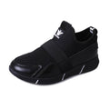 Black mesh slip-on leisure shoes with elastic band and raised collar