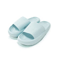 Indoor slide sandals, light blue, ribbed upper and open toe