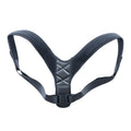 Blue posture corrector harness with padded V-back and adjustable side straps