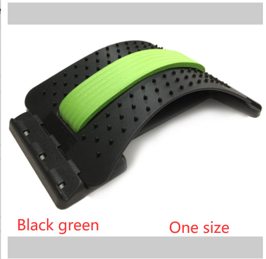Lumbar traction waist brace, dark gray with lime green support band and studded texture
