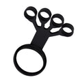 Silicone finger exercise stretcher with four finger loops and large hand ring, dark