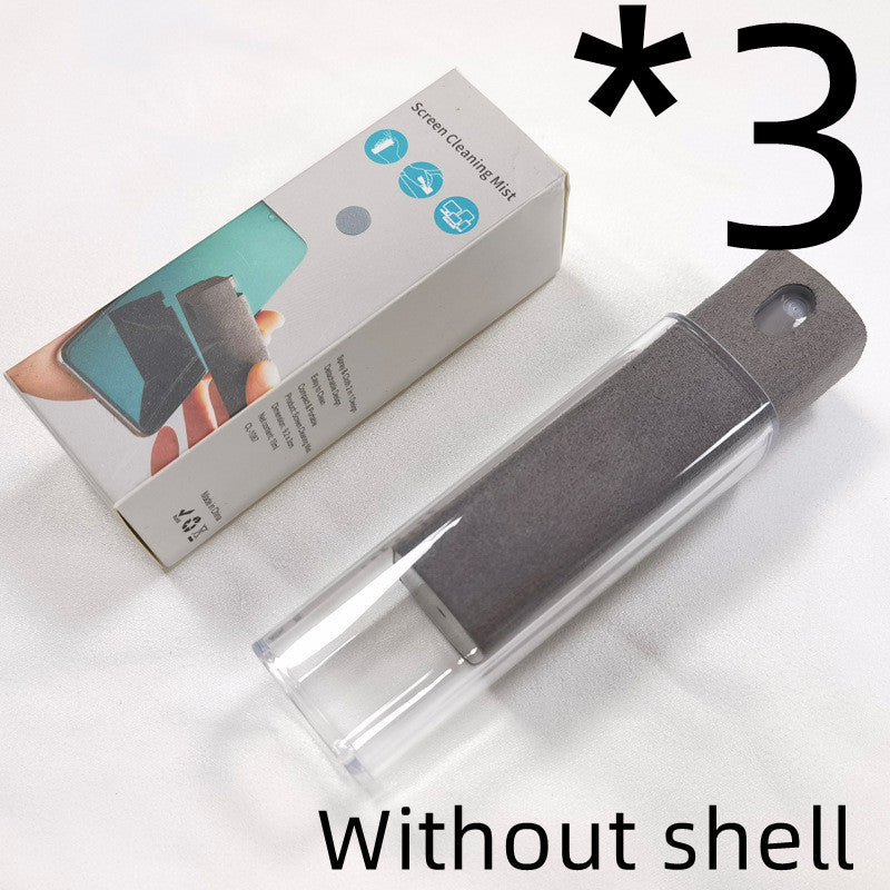 Portable screen cleaner set, gray cloth cleaner in clear tube, retail box.